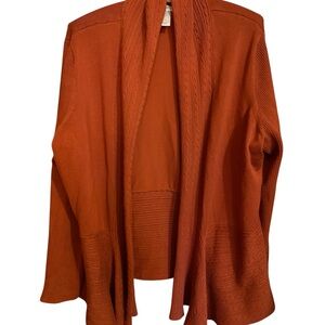 CJ Banks Warm Orange Open Front Cardigan